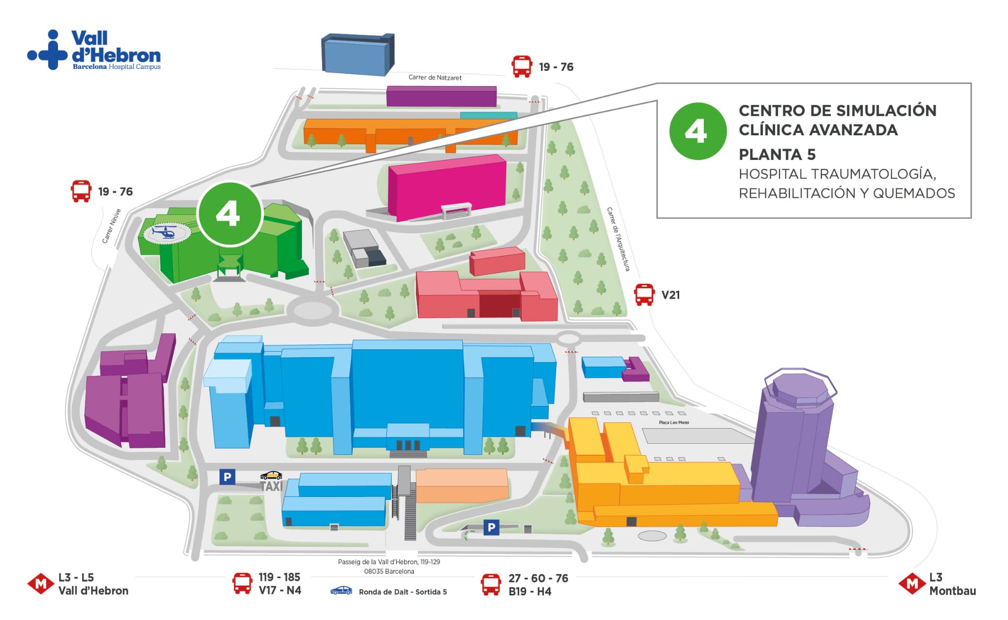 Mapa del Vall d'Hebron Centro de Simulación Clínica Avanzada