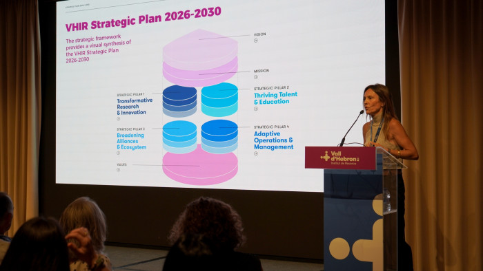 Dr. Begoña Benito presenting the VHIR Strategic Plan 2026-2030