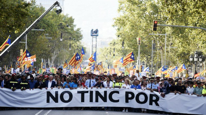 La capçalera de la manifestació mostra el missatge de 'No tinc por'.